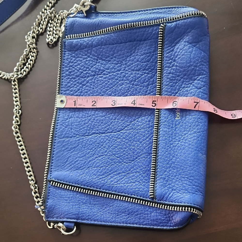 Botkier Blue Leather Crossbody Bag Chain Strap Wristlet Clutch - Picture 11 of 14